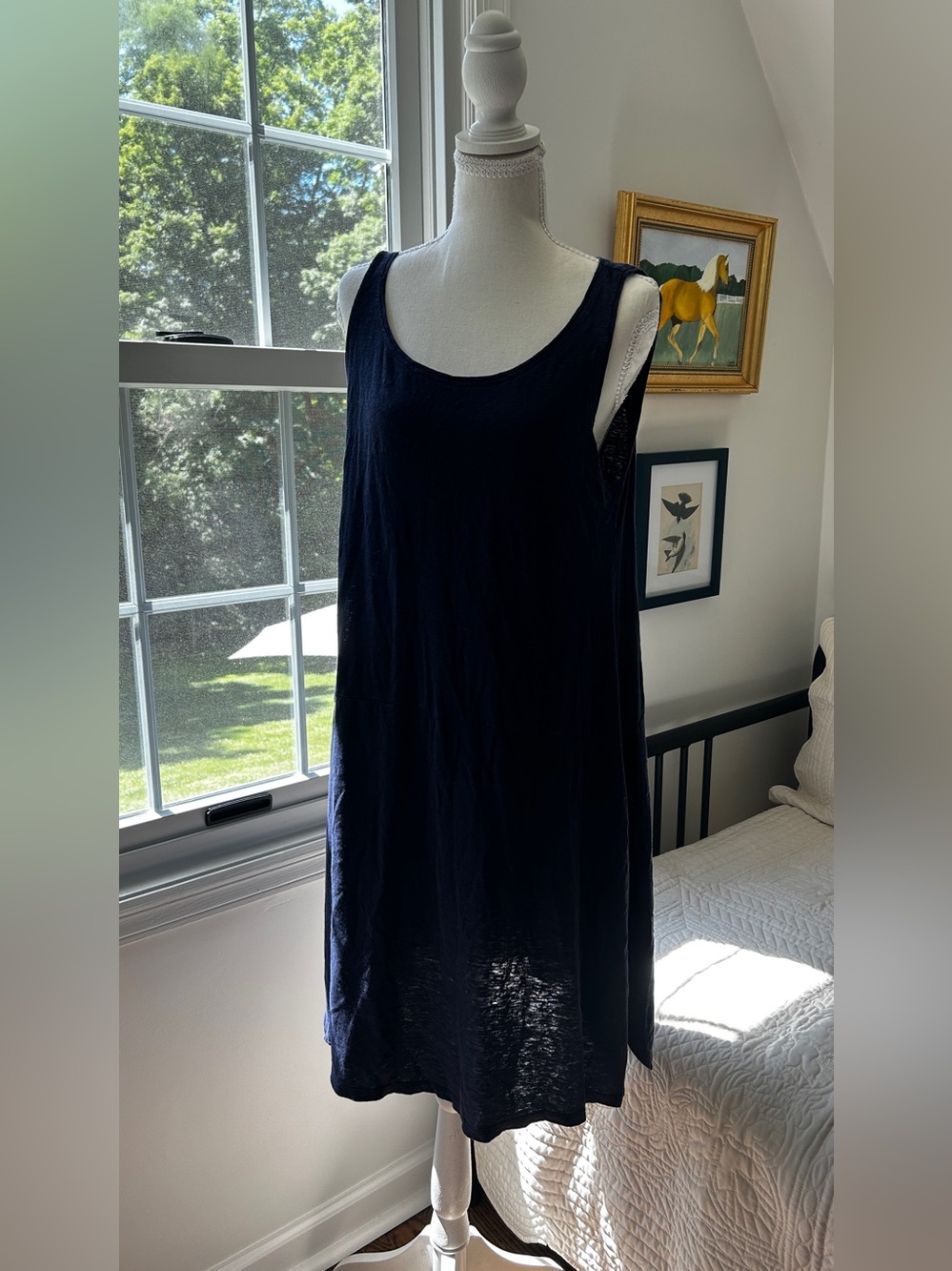Eileen Fisher Navy Sleeveless Hemp Cotton Tank Dress